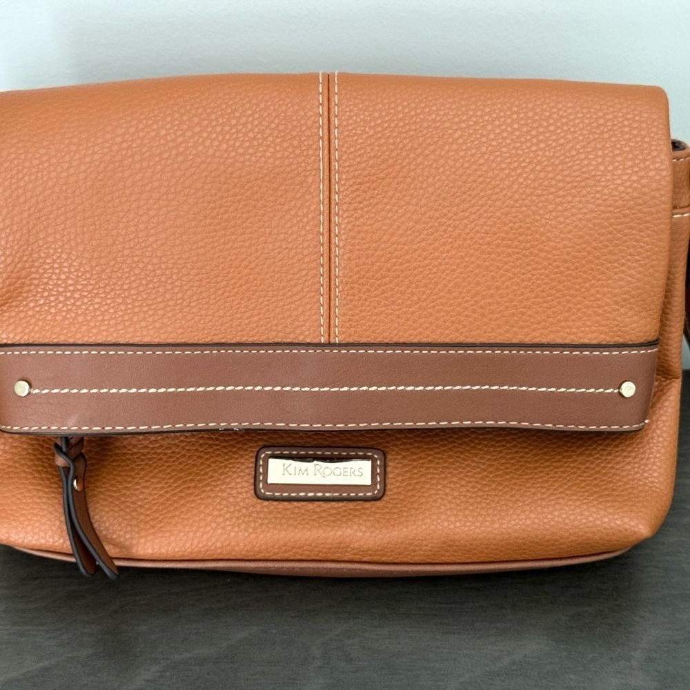 Kim Rogers Fold Over Crossbody Shoulder Handbag Tan / Brown